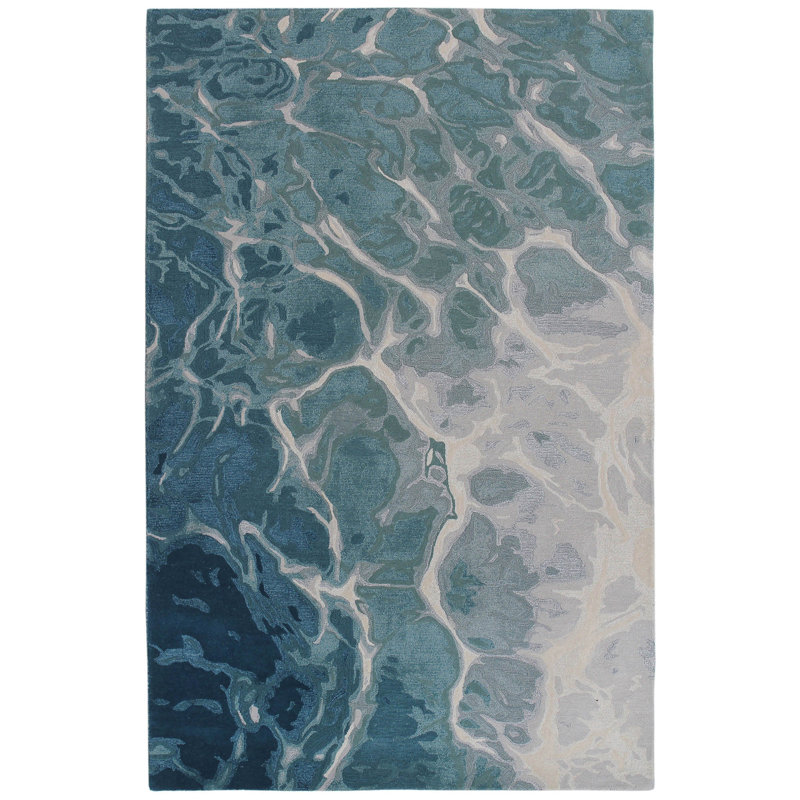 Ailiana Handmade Tufted Wool Blue Rug, Rectangle 8 pi 3 po x 11 pi 6 po