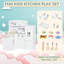 Wooden Kids Play Kitchen Set, 14-piece Cooking Toy With Drinking Fountain, Microwave And Fridge, Mdf Pretend Play Kitchen For Ages 3+, White