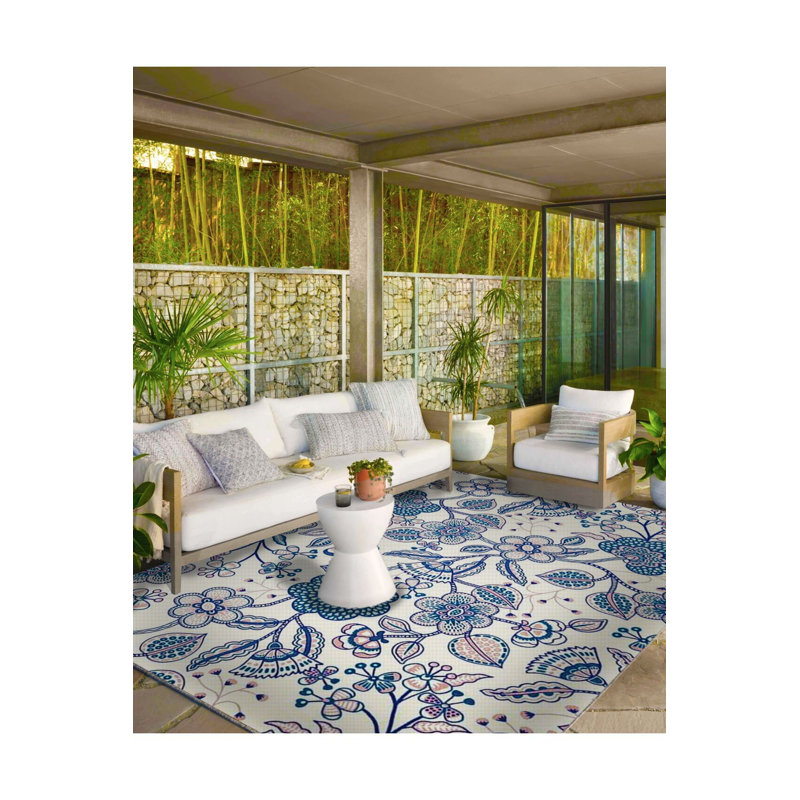 Tapis tissé à motif botanique et lavable, Rectangle 2 pi 4 po x 3 pi 11 po