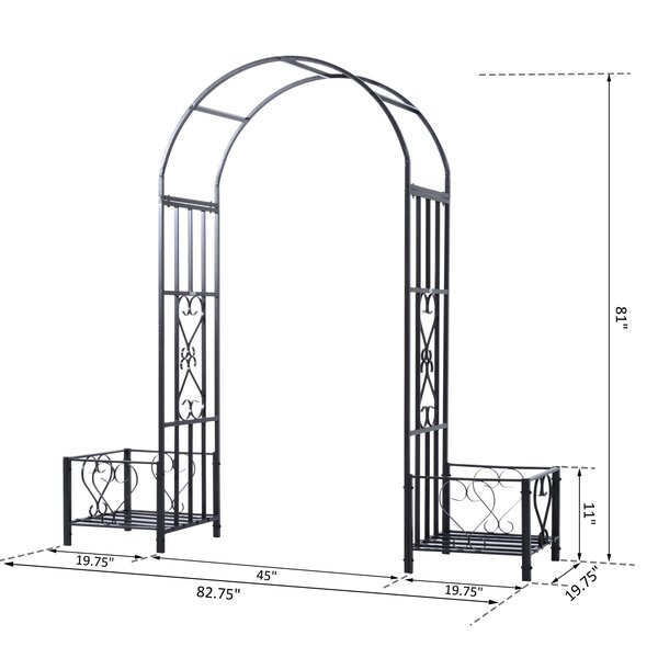Outsunny 82.75'' W x 19.75'' D Steel Arbor in Black/Gray & Reviews ...