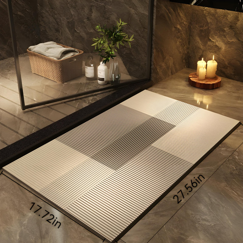 Bathroom Rug Super Absorbent Mat - Non-Slip Quick-Dry Soft Toilet Door Carpet, 27.56" L x 17.72" W