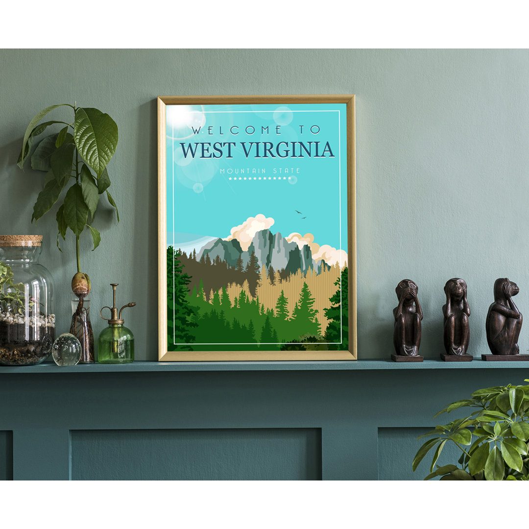 West Virginia Retro Style State Travel Poster, Vintage Unframed Print, Home And Office Wall Art Trinx