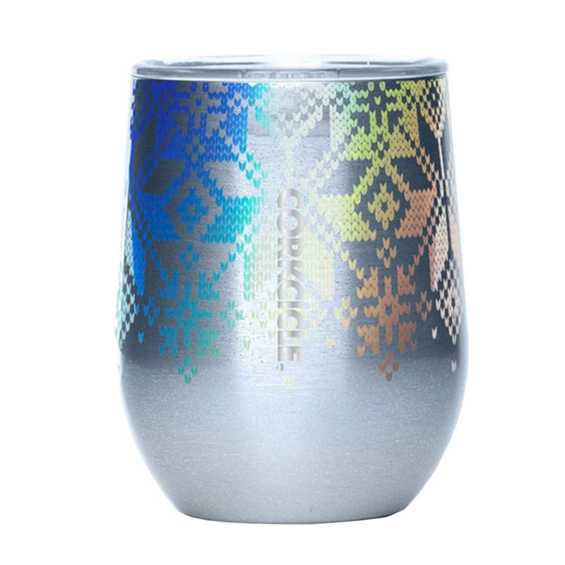 Corkcicle 12oz. Triple Wall Insulated Stainless Steel Wine Tumbler, Fairisle Prism