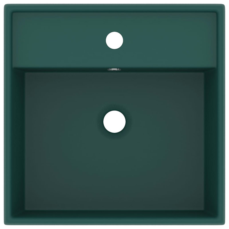 Belfry Bathroom Spurlock Ceramic Square Sink with Overflow, Dark Green