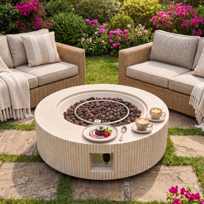 41" Round Concrete Propane Fire Pit Table