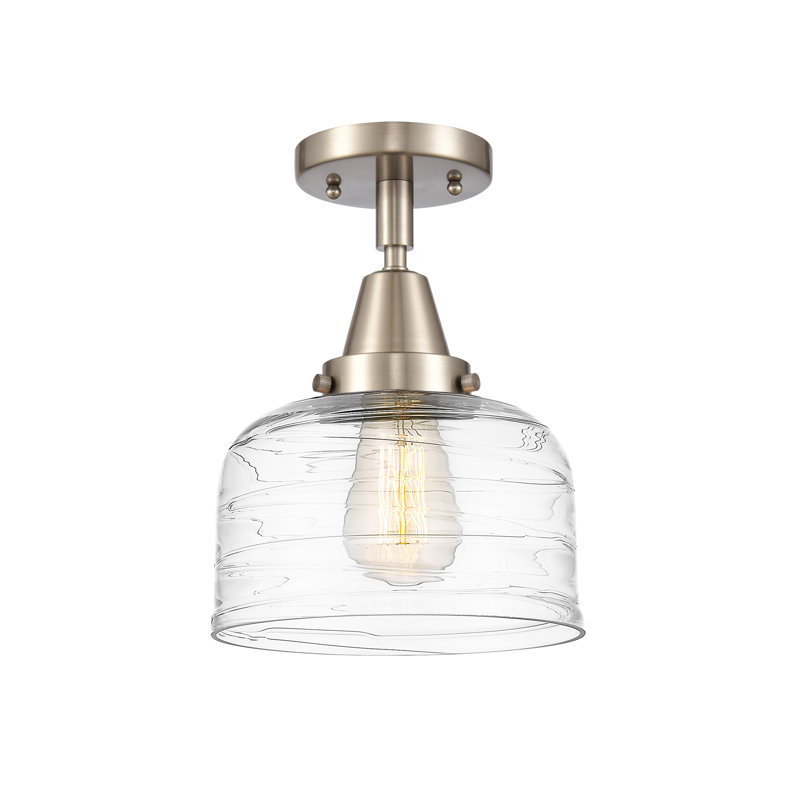 Plafonnier encastré en verre Amede, Tourbillon déco transparent, H 10,38 po x l 8 po x P 8 po, Nickel satiné brossé
