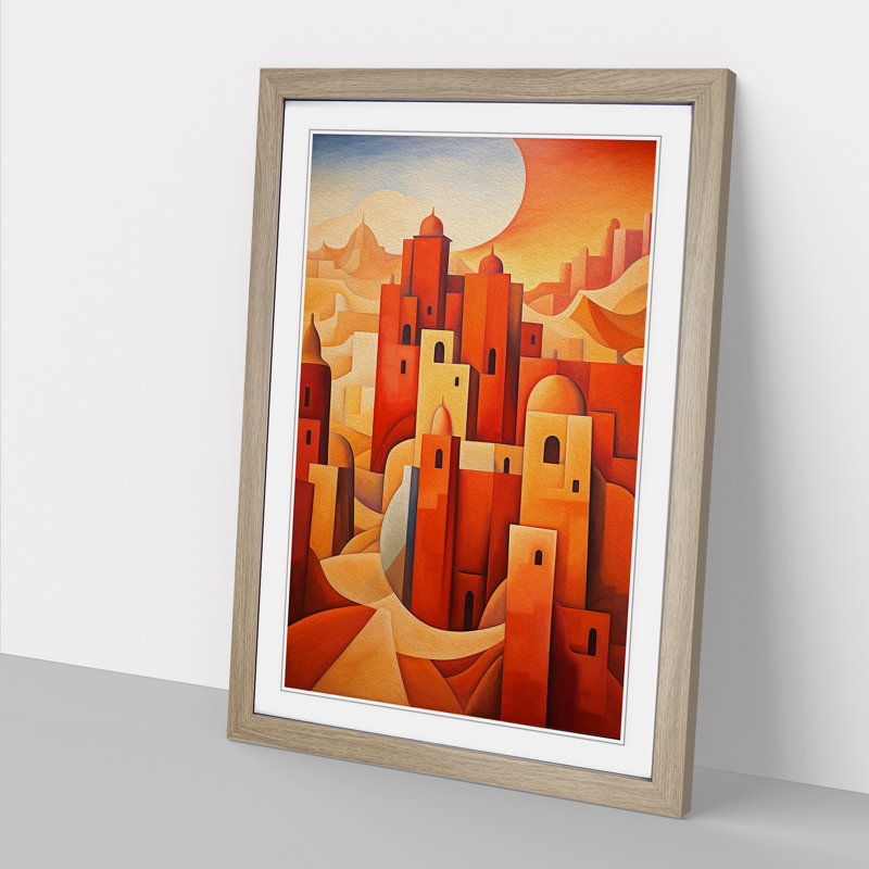 Desert Cubism - Framed Print, 46" H x 34" W x 2" D, Oak
