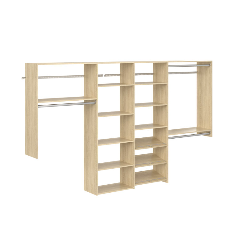 Grimm 72" L - 120" W Closet Storage Sets, Brun clair