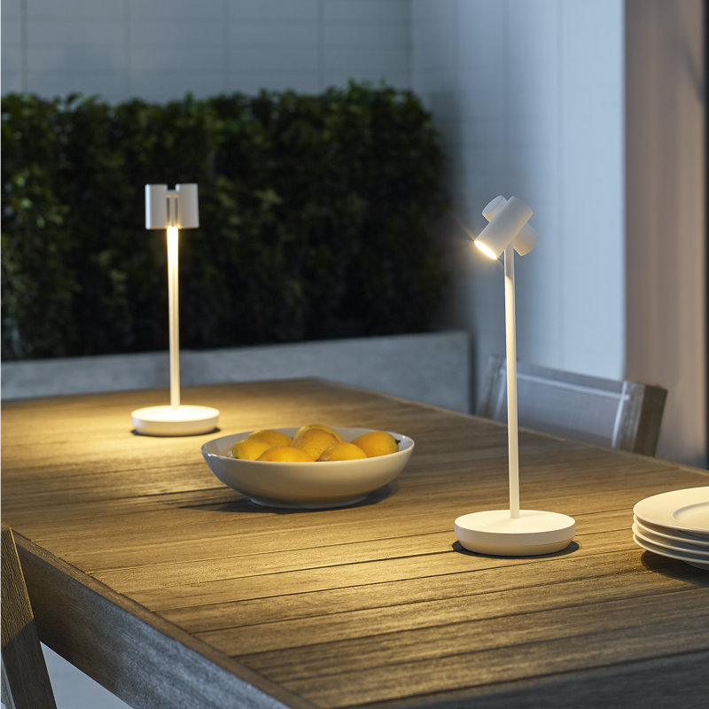 Doppia Accent Rechargeable Table Lamp, Matte White