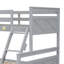 Lit superposé simple au-dessus d'un lit double, finition grise, avec tiroirs de rangement sécurisés gris, pratique-1805846030