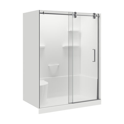 Carlyn 76" L X 60" W X 32" H Rectangle Shower Kit With Integrated Seat And Shelves