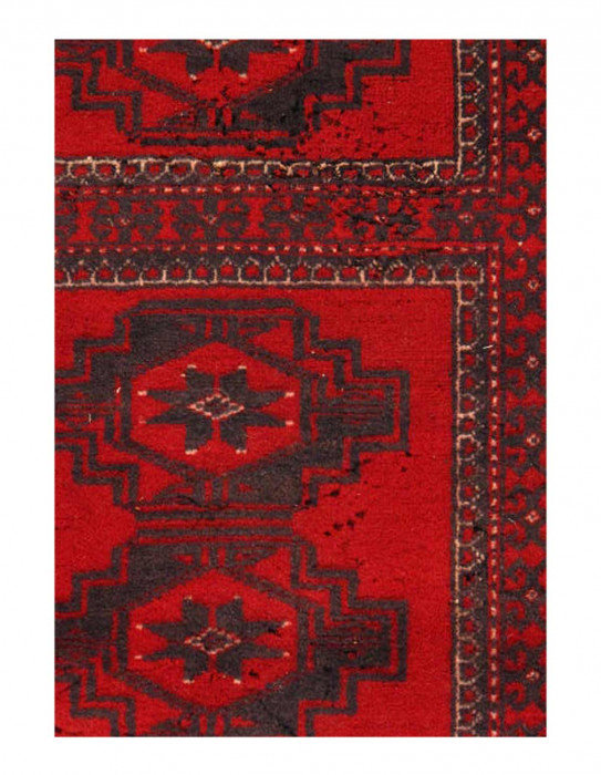 Afghan Bashir Red Hand Knotted Rug 5'X6'3"