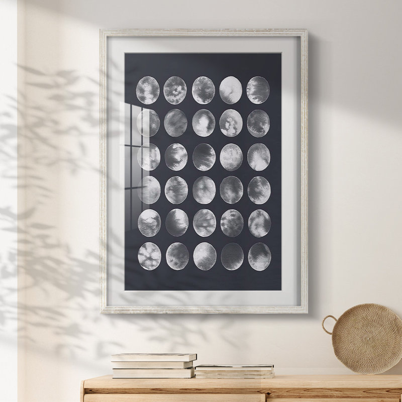 Many Moons III -Framed Print, 19.5" H x 16.5" W, White