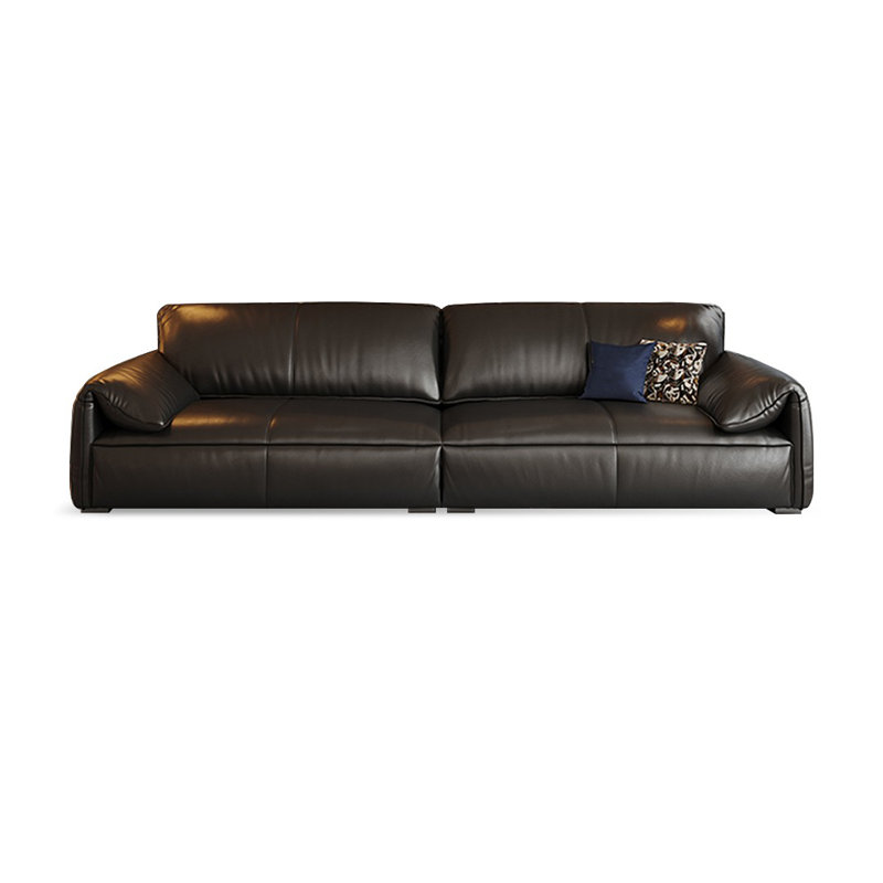 Canapé modulaire noir en cuir véritable, Noir, H 30,71 po x l 110,24 po x P 38,58 po