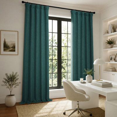 Ottis Faux Linen Room Darkening Curtain Panel 