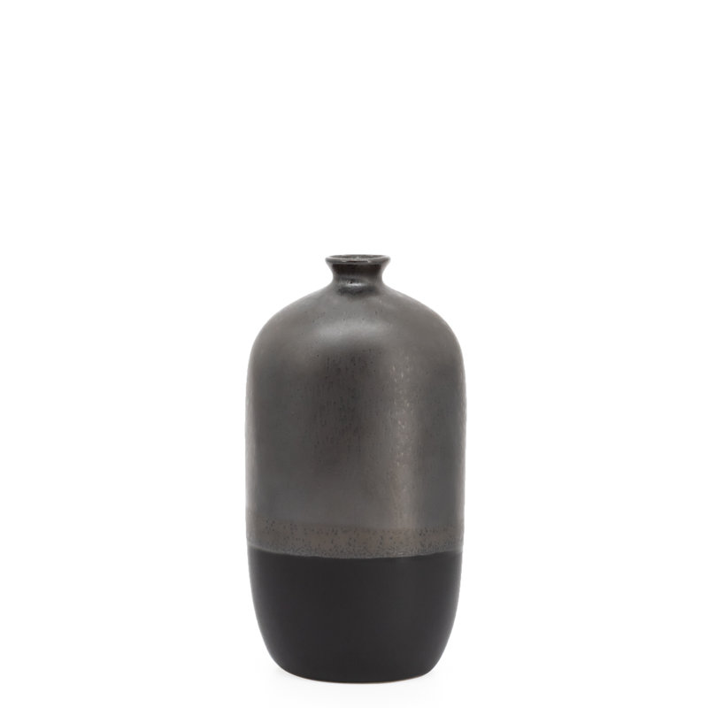 Ece Handmade Ceramic Table Vase, Black, 8.5" H x 4.5" W x 3.75" D