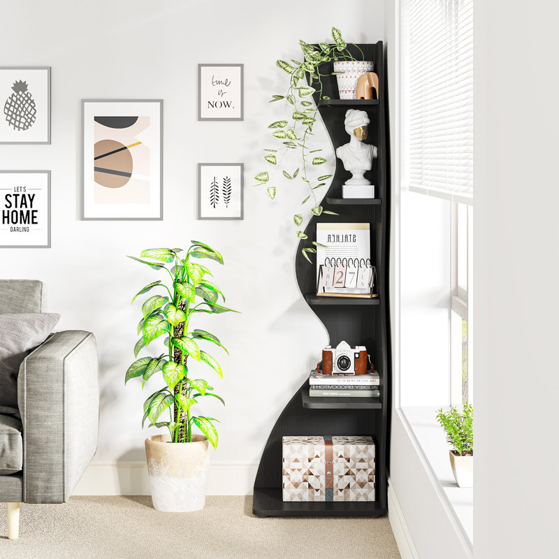 179cm H x 48cm W Corner Bookcase, Black