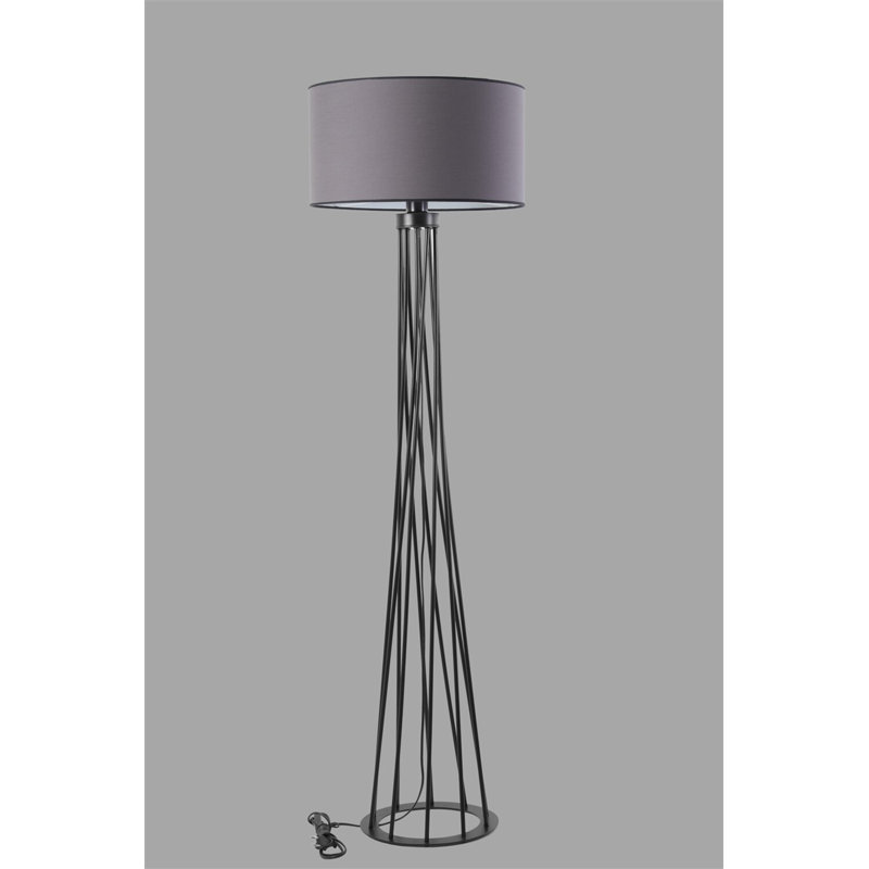 Lampe sur pied industrielle, gris foncé, 63,0 pouces de hauteur | Fabrication 100% métal, diamètre de l'abat-jour: 17,7 po, hauteur: 11,8 po | Douille E27, 40 W maximum | Design moderne et uni, parfait pour le salon et le bureau