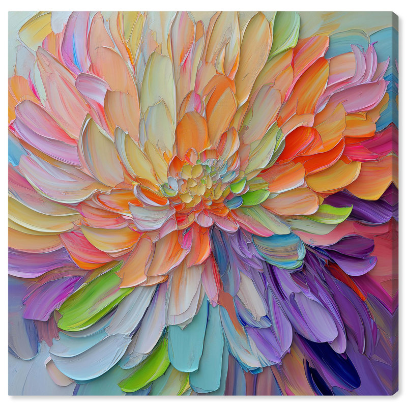 Art abstrait moderne sur toile de pétales prismatiques par Art Remedy, H 40 po x l 40 po x P 1,5 po, Toile tendue