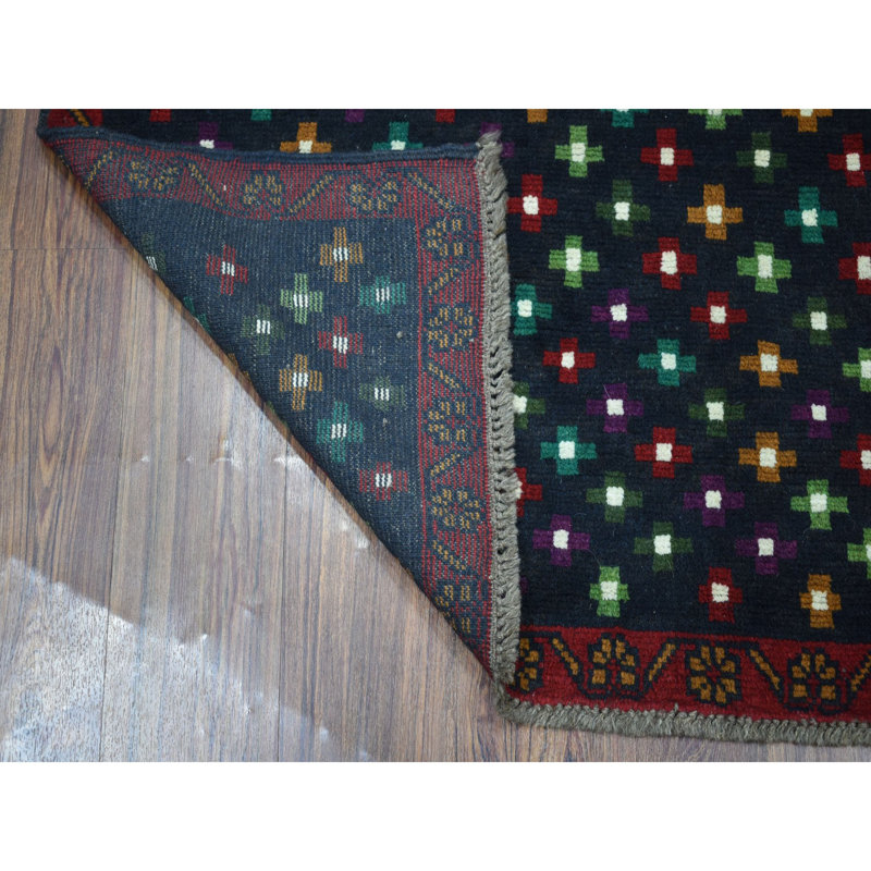 Tapis de zone en laine 4 pi 3 po x 6 po one-of-kind noué la blue Abarne