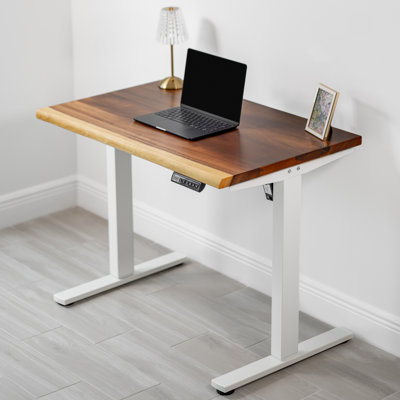 Small Standing Desk with Live Edge Solid Walnut Top and Adjustable Frame