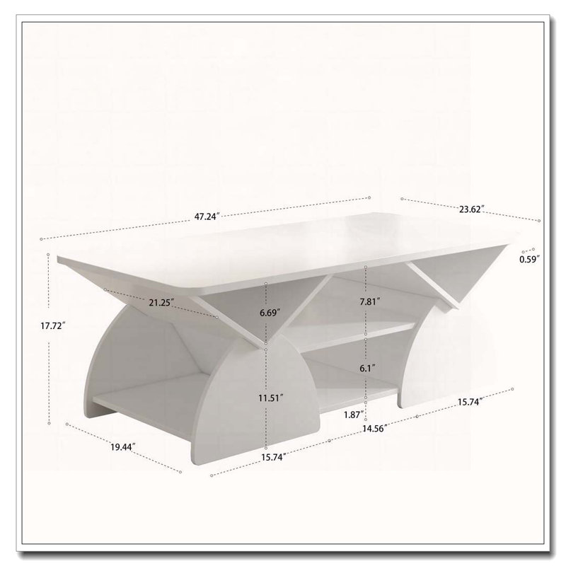 Rectangular Coffee Table For Living Room, White