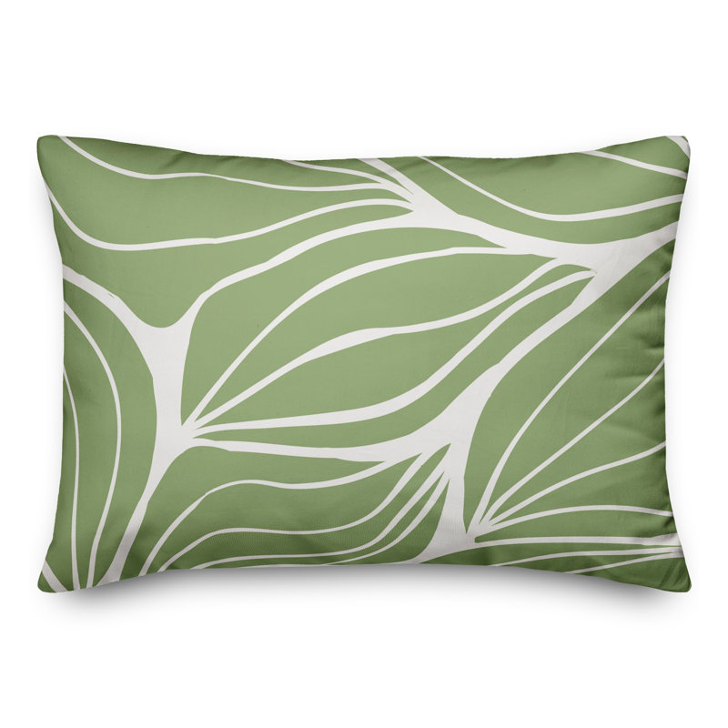 Floral Outdoor Reversible Throw Pillow, Green