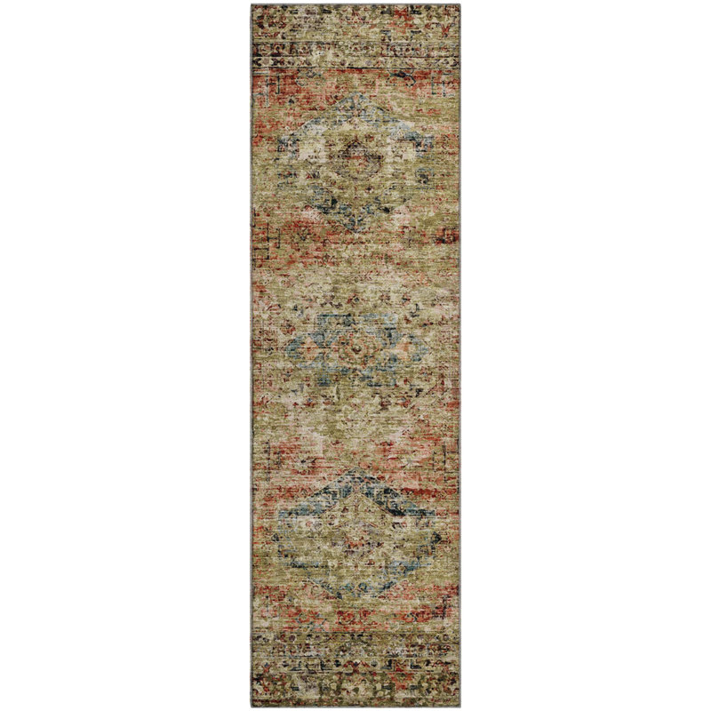 Premium Machine Washable Mayfield global Rug, 2'3" x 7'6" Runner, Terracotta