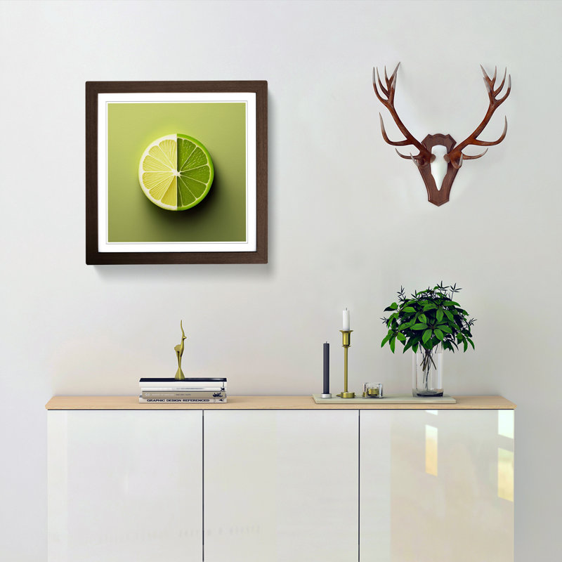 Lime Fruit Minimalism - Framed Print, Walnut