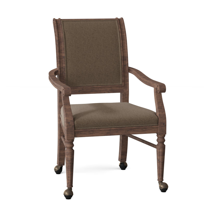 Delano Upholstered King Louis Back Arm Chair, 8789 Bark, Tobacco