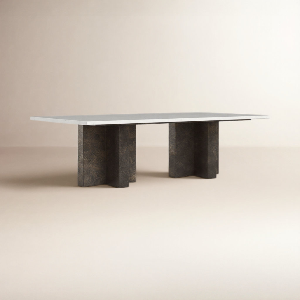 Edana Single Coffee Table, Polished White Marble