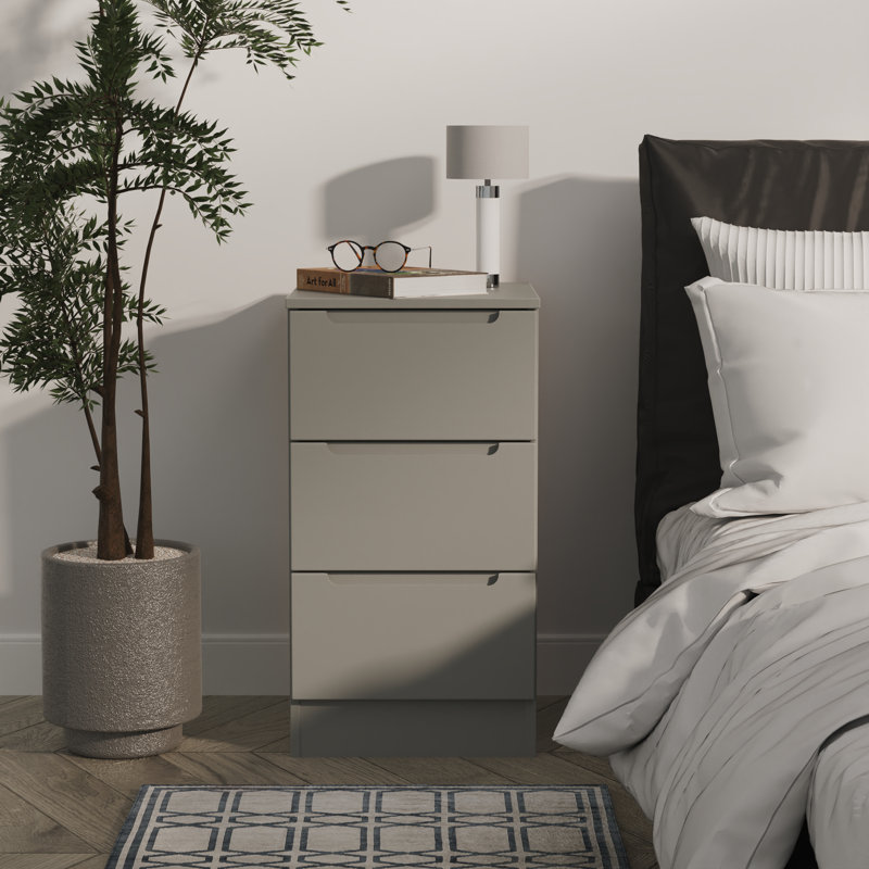 Bisma 37cm W Manufactured Wood Bedside Table, Grey