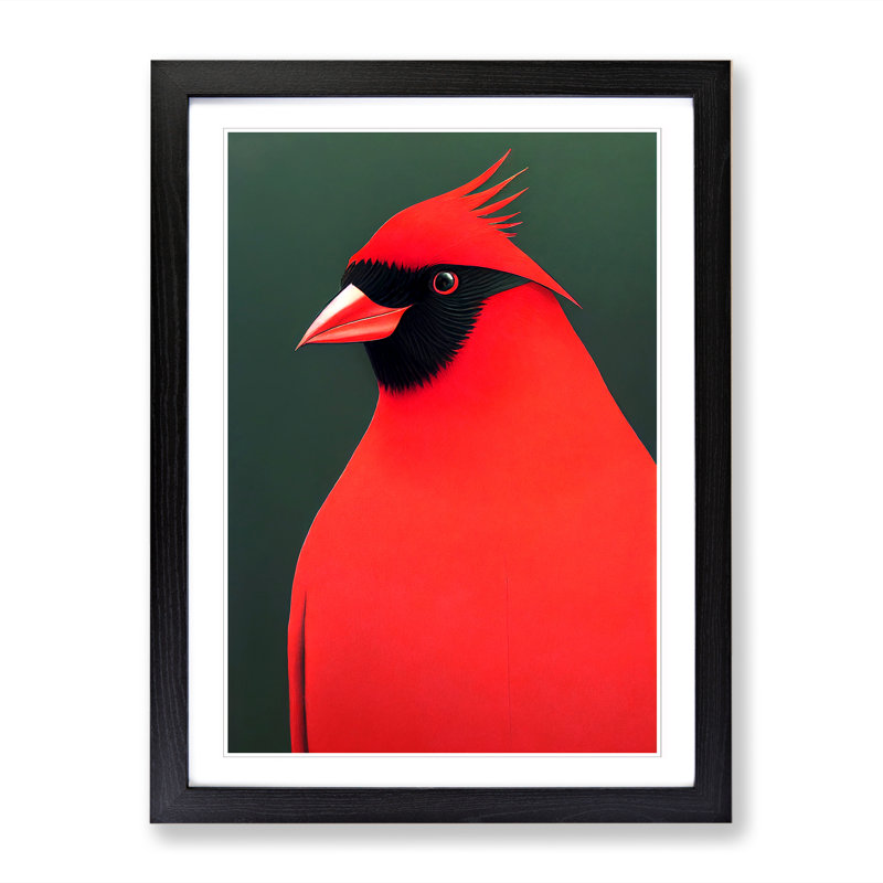 FRM-V0523-355X Cardinal Bird Vol.3 - Single Picture Frame Print, Black Framed, 64cm H x 46cm W x 2cm D