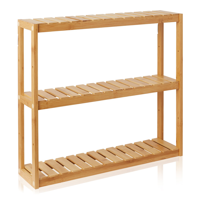 23.75" W Bamboo Free-Standing or Wall Mounted 3-Tier Bathroom Shelf