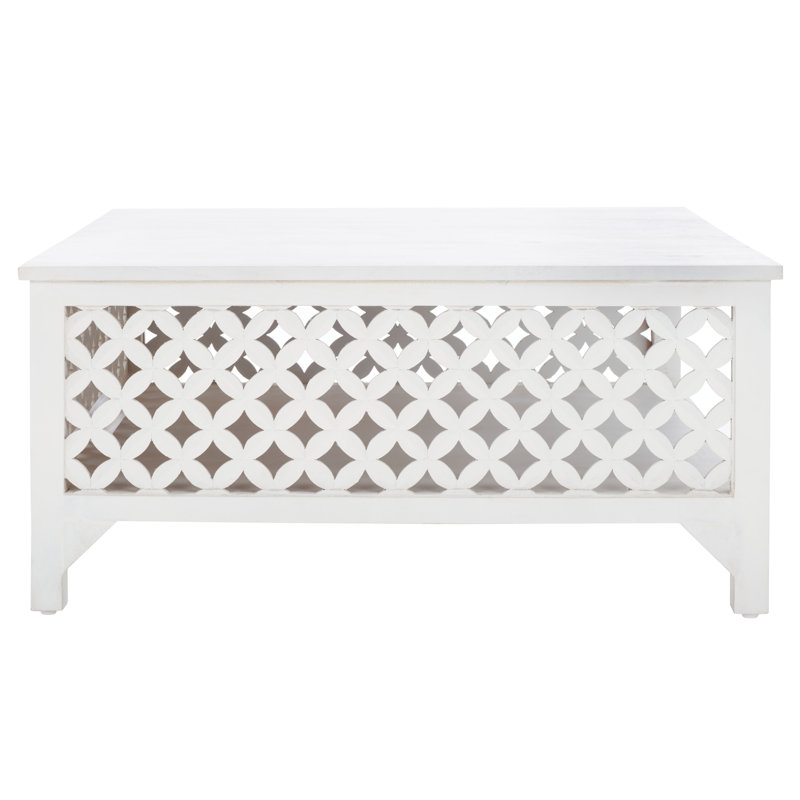 Table basse à 4 pieds avec rangement Nyah, Blanc