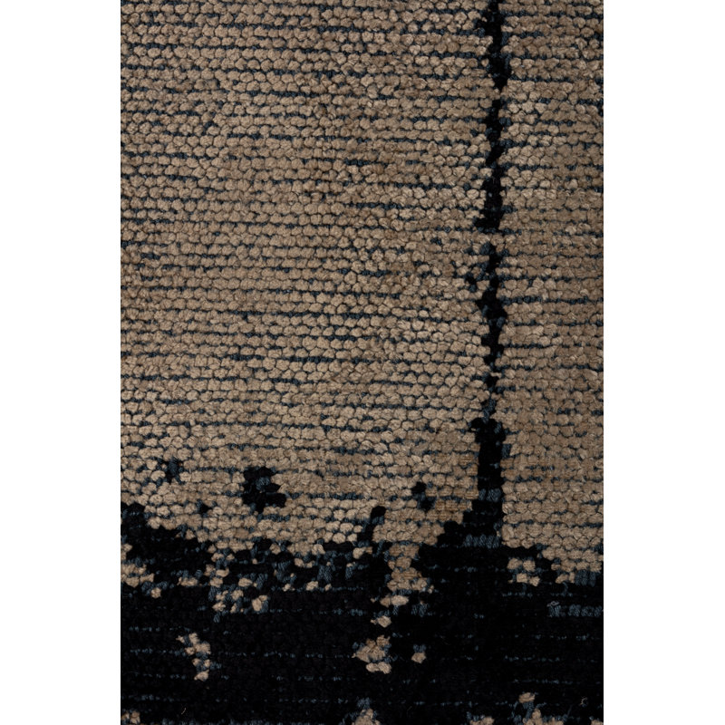 Black/Tan Abstract Luxury Area Rug, Rectangle 7'10" x 9'10"