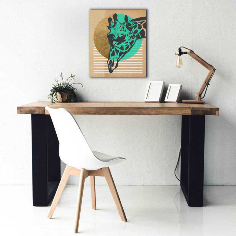  «Gold Geometric Giraffe 1» par Alonzo Saunders, art mural sur toile, 20 po x 24 po, H 24 po x l 20 po