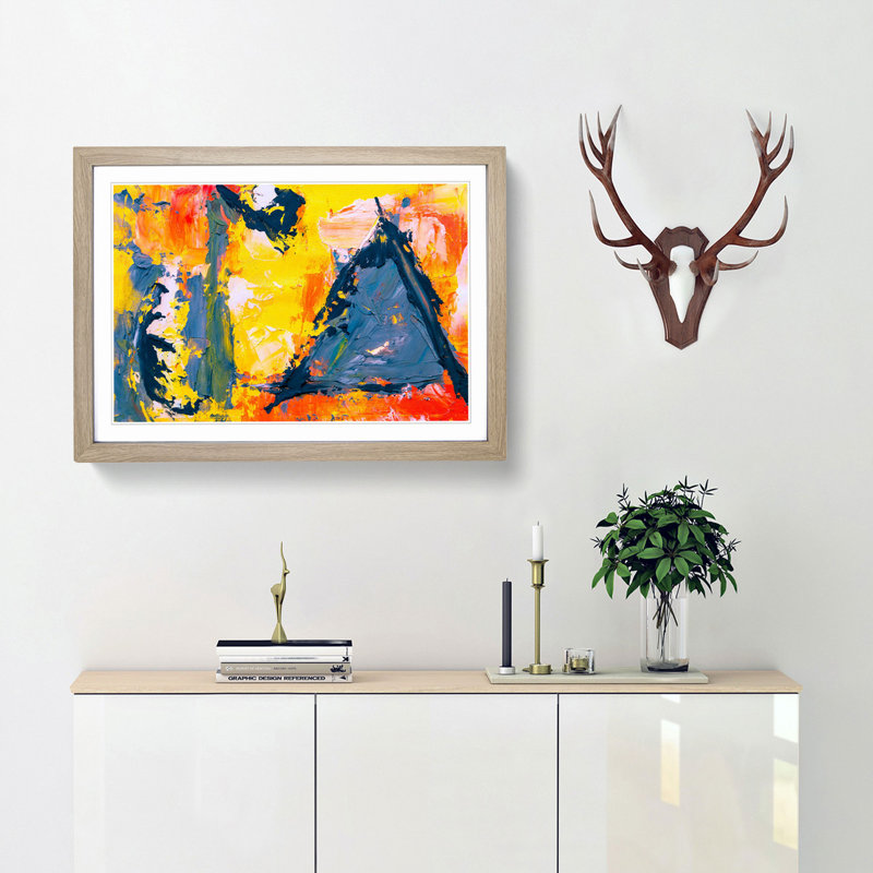 Abstract Art Painting Vol.257 by S.Johnson - Picture Frame Painting Print, 27cm H x 36cm W x 2cm D, Oak Framed