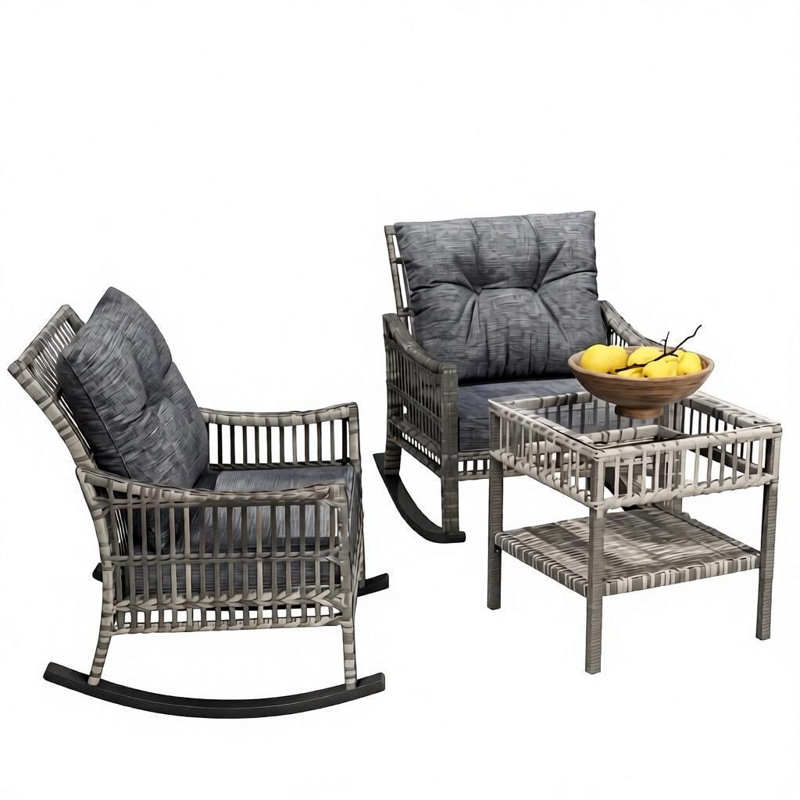 Ensemble de chaises berçantes en osier l 25 po x P 26 po x H 28 po