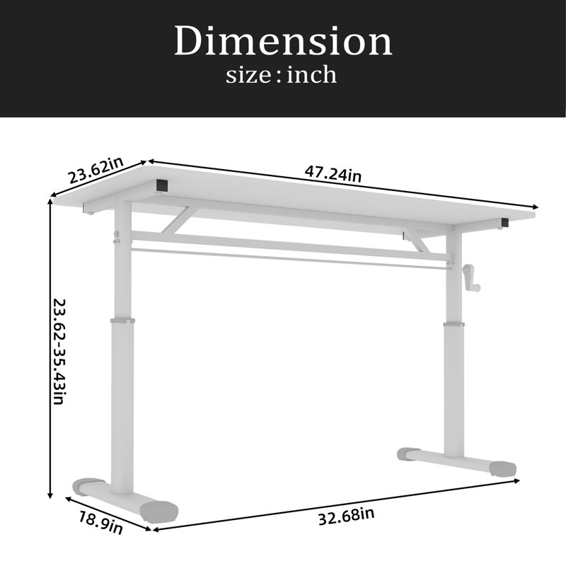 Adjustable Study Desk For Kids & Adults – Height-Adjustable, Multi-Purpose Home/Office Desk, Compact Design, White