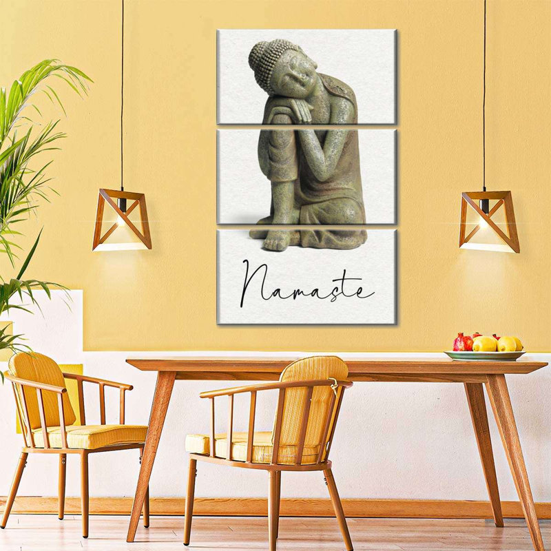 Ensemble de 3 pièces de bouddha assis sur toile Namaste, H 74 po x l 48 po 