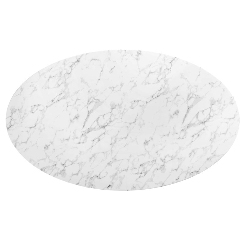  Table de salle à manger en marbre artificiel Lippa, Doré, H 29,5 po x L 78,5 po x l 47 po, Blanc