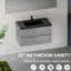 Meuble-lavabo flottant 36 po avec meuble de rangement pour lavabo et cuve à quartz à fermeture en douceur, gris, ciment, design moderne, espace de rangement facile, facile à nettoyer