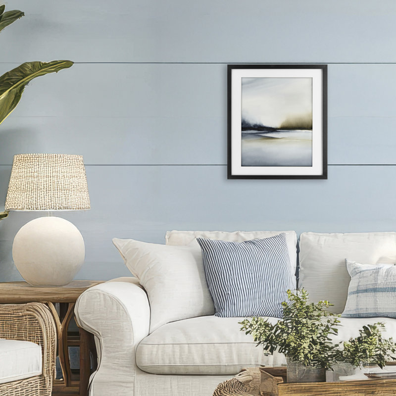 Impression encadrée sous verre «Misty Seaside Serenity», conception par 1x, Cadre noir minuit, H 16 po x l 13 po