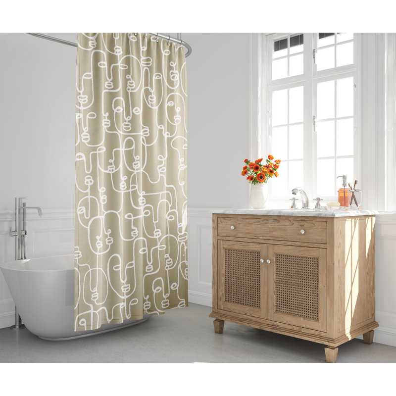 Rideau de douche Evie, Beige / Blanc