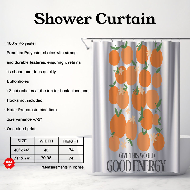 Rideau de douche rustique 1 pièce Boho, H 74 po x l 71 po