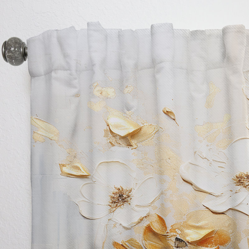 Beige And Blue Seasonal Flowers Collage - Traditional Velvet Curtain - Room Darkening - 1 panel, 52" W x 84" L
