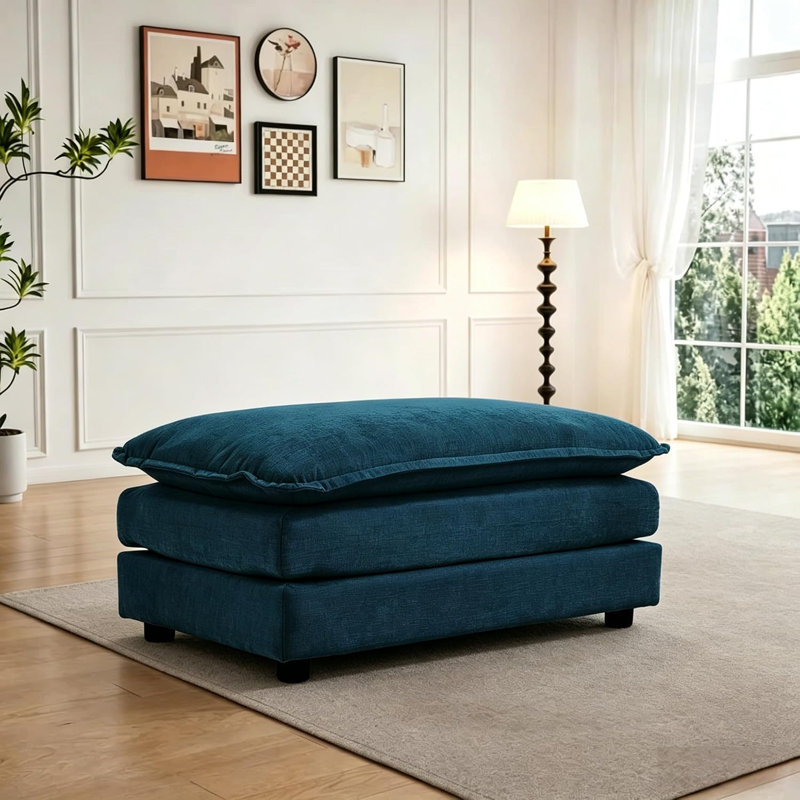 Upholstered " Sectional, Ottoman, Blue