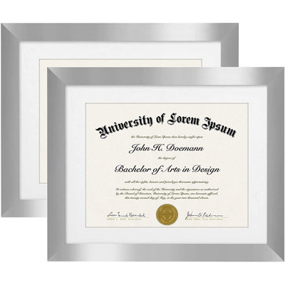 Cadre de diplôme 11 x 14 avec passe-partout pour verre 8,5 x 11 - verre résistant et bois composite