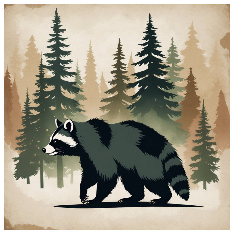 Édredon Raccoon and Pine Trees, Simple extra long